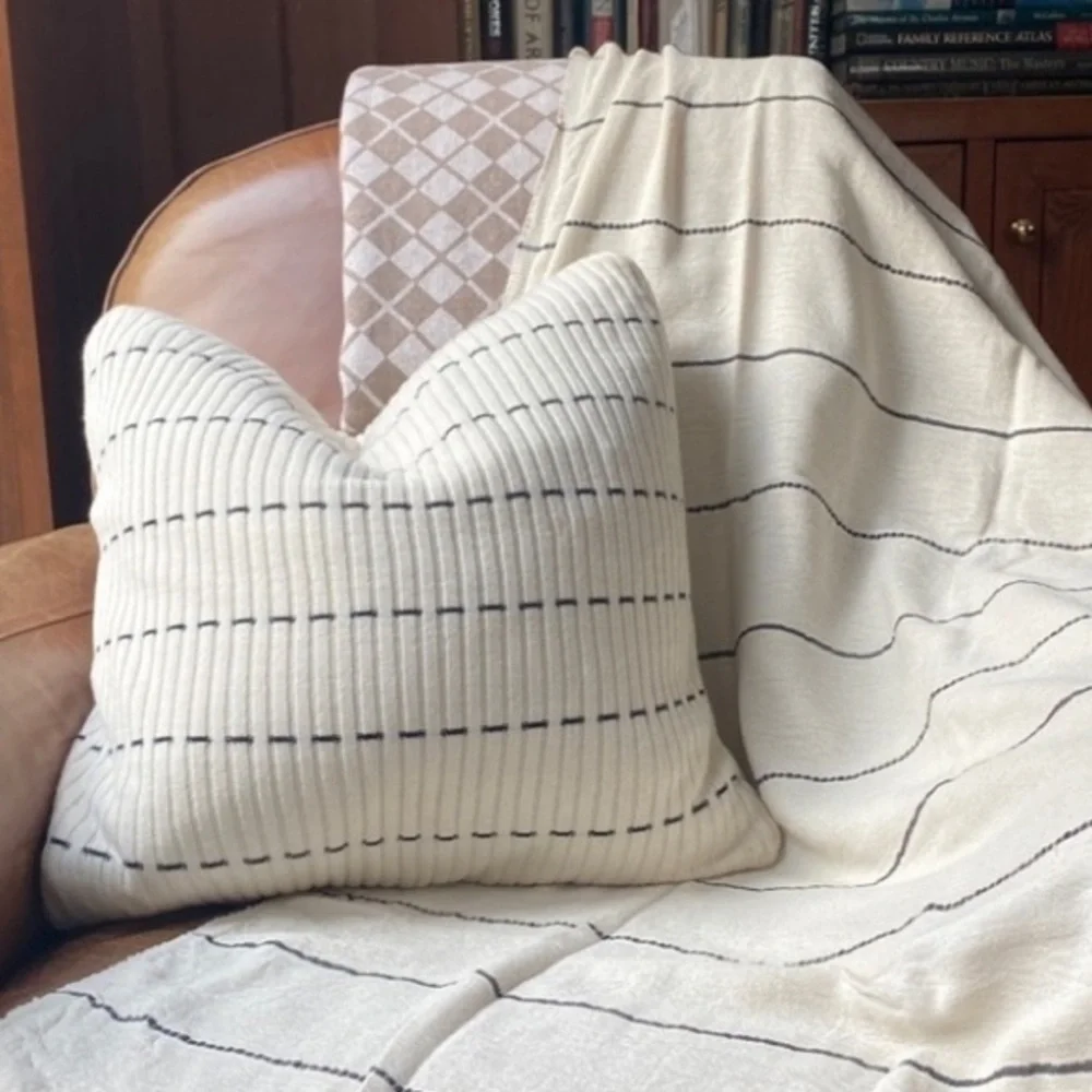 Down Feather Pillow Aztec Dash Cashmere Feel Knit Full Zip Pillow Cover Sample